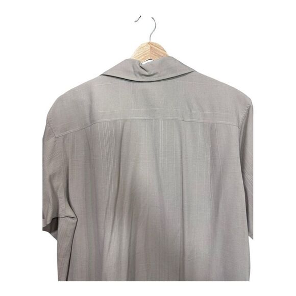 Joseph & Feiss Hawaiian Shirt Mens Medium Beige 100% Silk Short Sleeve Button Up - Picture 6 of 6